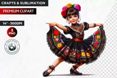 Cute Mexican girl clipart,cinco de Mayo girl,mexican dancer Product Image 1