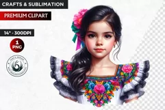 Cute Mexican ballerina clipart,cinco de Mayo girl,dancer png Product Image 1