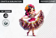 Cute Mexican ballerina clipart, cinco de Mayo girl clipart Product Image 1