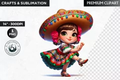 Cute Mexican ballerina clipart, cinco de Mayo girl clipart Product Image 1