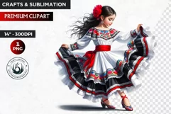 Cute Mexican girl clipart,cinco de Mayo girl,mexican dancer Product Image 1