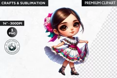 Cute Mexican ballerina clipart, cinco de Mayo girl clipart Product Image 1