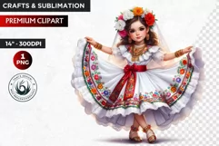Cute Mexican girl clipart,cinco de Mayo girl,mexican dancer Product Image 1