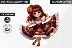 Cute Mexican ballerina clipart, cinco de Mayo girl clipart Product Image 1