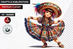 Cute Mexican girl clipart,cinco de Mayo girl,mexican dancer Product Image 1