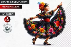 Cute Mexican ballerina clipart,cinco de Mayo girl,dancer png Product Image 1