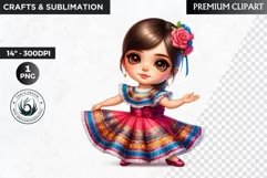 Cute Mexican ballerina clipart, cinco de Mayo girl clipart Product Image 1