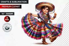 Cute Mexican girl clipart,cinco de Mayo girl,mexican dancer Product Image 1