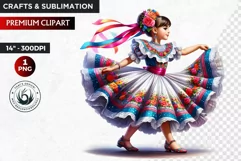 Cute Mexican girl clipart,cinco de Mayo girl,mexican dancer Product Image 1