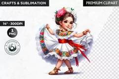 Cute Mexican ballerina clipart, cinco de Mayo girl clipart Product Image 1