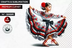 Cute Mexican ballerina clipart,cinco de Mayo girl,dancer png Product Image 1