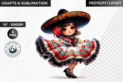 Cute Mexican ballerina clipart, cinco de Mayo girl clipart Product Image 1