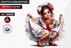 Cute Mexican ballerina clipart,cinco de Mayo girl,dancer png Product Image 1