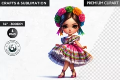 Cute Mexican ballerina clipart, cinco de Mayo girl clipart Product Image 1