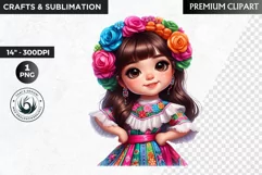Cute Mexican ballerina clipart, cinco de Mayo girl clipart Product Image 1