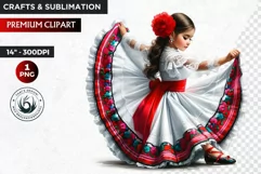 Cute Mexican girl clipart,cinco de Mayo girl,mexican dancer Product Image 1