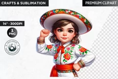 Cute Mexican ballerina clipart, cinco de Mayo girl clipart Product Image 1