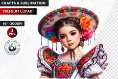 Cute Mexican girl clipart,cinco de Mayo girl,mexican dancer Product Image 1