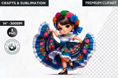 Cute Mexican ballerina clipart, cinco de Mayo girl clipart Product Image 1