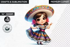 Cute Mexican ballerina clipart, cinco de Mayo girl clipart Product Image 1