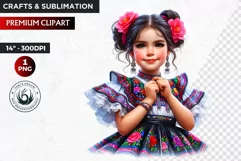 Cute Mexican girl clipart,cinco de Mayo girl,mexican dancer Product Image 1