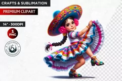 Cute Mexican girl clipart,cinco de Mayo girl,mexican dancer Product Image 1