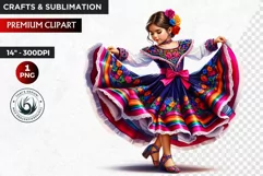 Cute Mexican ballerina clipart,cinco de Mayo girl,dancer png Product Image 1