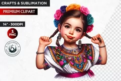 Cute Mexican girl clipart,cinco de Mayo girl,mexican dancer Product Image 1