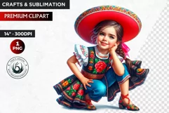 Cute Mexican girl clipart,cinco de Mayo girl,mexican dancer Product Image 1