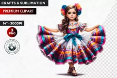 Cute Mexican girl clipart,cinco de Mayo girl,mexican dancer Product Image 1