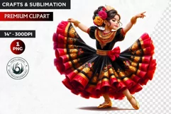 Cute Mexican girl clipart,cinco de Mayo girl,mexican dancer Product Image 1
