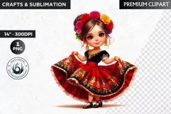 Cute Mexican ballerina clipart, cinco de Mayo girl clipart Product Image 1