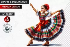 Cute Mexican girl clipart,cinco de Mayo girl,mexican dancer Product Image 1