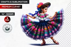 Cute Mexican girl clipart,cinco de Mayo girl,mexican dancer Product Image 1