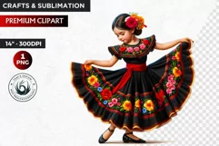 Cute Mexican ballerina clipart,cinco de Mayo girl,dancer png Product Image 1