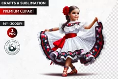 Cute Mexican ballerina clipart,cinco de Mayo girl,dancer png Product Image 1