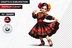 Cute Mexican girl clipart,cinco de Mayo girl,mexican dancer Product Image 1