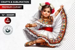 Cute Mexican girl clipart,cinco de Mayo girl,mexican dancer Product Image 1