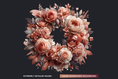 Romantic Rose gold and Plum floral arrangements Clipart PNG Product Image 3