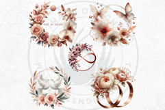 Romantic Rose gold and Plum floral arrangements Clipart PNG Product Image 4