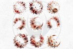 Romantic Rose gold and Plum floral arrangements Clipart PNG Product Image 6