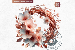 Romantic Rose gold and Plum floral arrangements Clipart PNG Product Image 7