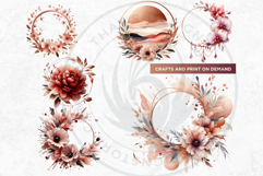 Romantic Rose gold and Plum floral arrangements Clipart PNG Product Image 9