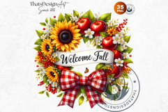 Sunflower Autumn Wreaths - Rustic Farmhouse Harvest PNG Product Image 10
