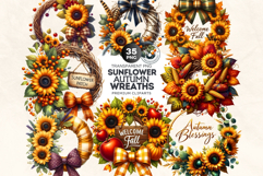 Sunflower Autumn Wreaths - Rustic Farmhouse Harvest PNG Product Image 1
