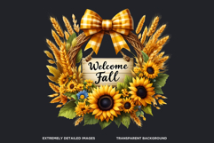 Sunflower Autumn Wreaths - Rustic Farmhouse Harvest PNG Product Image 3
