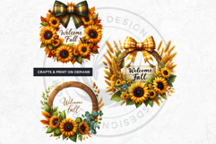 Sunflower Autumn Wreaths - Rustic Farmhouse Harvest PNG Product Image 6