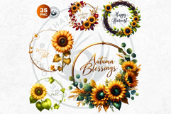 Sunflower Autumn Wreaths - Rustic Farmhouse Harvest PNG Product Image 7