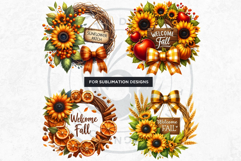Sunflower Autumn Wreaths - Rustic Farmhouse Harvest PNG Product Image 9
