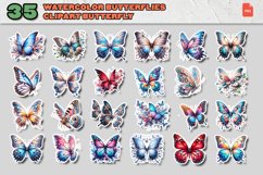 35 Watercolor Butterflies Clipart PNG Sticker Bundle Product Image 1